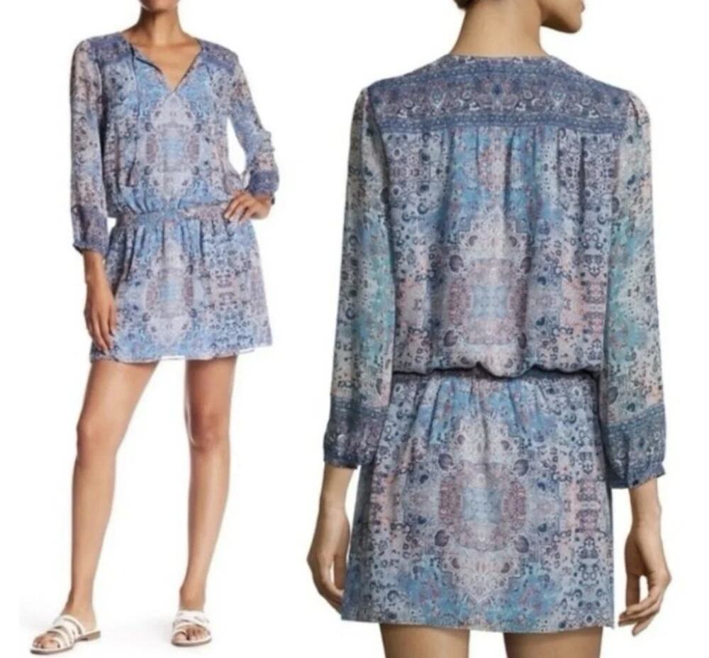 Anthropologie Joie Aidee Silk Boho Tassled Paisley Silk Dress - Size Large